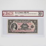 Bank Of Canada 1935 $20 Bank Note, large seal; BCS sealed and graded, Very Fine-30