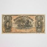 Dominion Of Canada 1898 $1 Bank Note, Series 'I'; (VG, tears, small hole, stains)