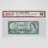 Set Of Seven Bank Of Canada 1954 Modified Portrait Specimen Bank Notes, all numbered 1030; all with