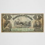 Dominion Of Canada 1900 $4 Bank Note, (VG+)
