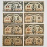 Eight Dominion Of Canada 1923 25 Cent Bank Notes (Shinplasters), McCavour-Saunders Variety; (6 x G s