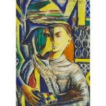 Víctor Manuel (1897-1969), COUPLE, signed upper right, 29.5 ins x 20.9 ins; 76 cms x 53.5 cms