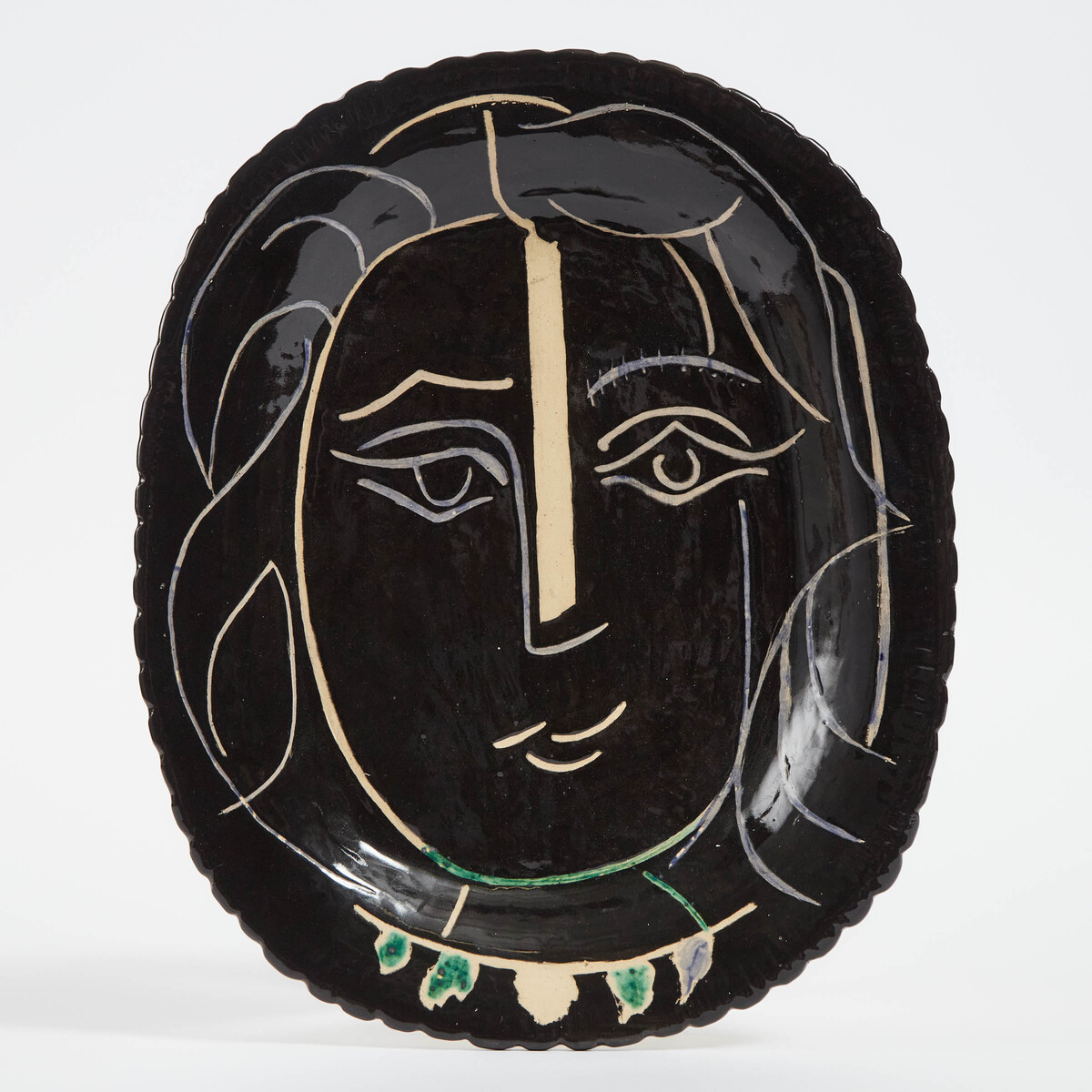 'Visage de Femme', Pablo Picasso (1881-1973), Ceramic Platter, c.1953, 15.4 x 12.6 in — 39 x 32 cm