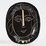 'Visage de Femme', Pablo Picasso (1881-1973), Ceramic Platter, c.1953, 15.4 x 12.6 in — 39 x 32 cm