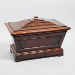 Large Mahogany Sarcophagus Form Wine Cellarette, c.1850, 28 x 39 x 24.5 in — 71.1 x 99.1 x 62.2 cm