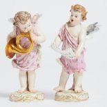 Pair of Meissen Figures of Cherub Musicians, late 19th century, chorister height 6.4 in — 16.3 cm (2