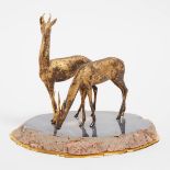 Gilt Bronze Animalier Group of Two Gazelles, late 20th century, 10.8 x 13.4 x 10.6 in — 27.5 x 34 x