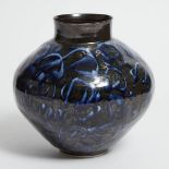 Kayo O'Young (Canadian, b.1950), Blue, Cream and Black Glazed Vase, 1990, height 10.2 in — 25.8 cm