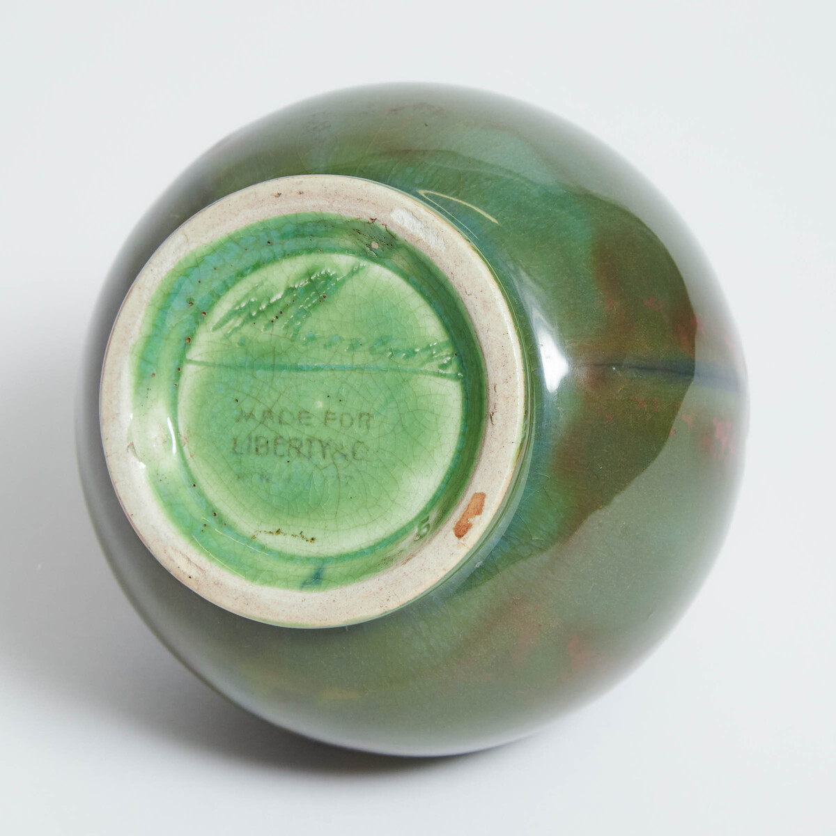 Macintyre Moorcroft Small Mottled Green Flamminian Vase, for Liberty & Co., c.1906-13, height 4 in — - Image 3 of 3