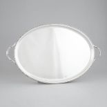 English Silver Two-Handled Oval Serving Tray, Elkington & Co., Birmingham, 1937, length 25.5 in — 64