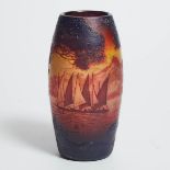 De Vez Cameo Glass Landscape Vase, early 20th century, height 5.9 in — 15 cm