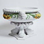 Large Italian Neoclassical Majolica Garden Urn, 20th century, height 17.5 in — 44.5 cm, diameter 25