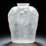 French Moulded and Frosted Glass Vase, 20th century, height 8.3 in — 21 cm