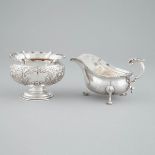 Edwardian Silver Footed Bowl and a Sauce Boat, Vale Bros. & Sermon and Barker Bros., Chester, 1903 a