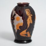 Czech Cameo Glass Vase, Salomon Reich & Co., Krasno, 20th century, height 11.7 in — 29.7 cm