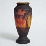 Daum Cameo Glass Landscape Vase, c.1900, height 13.6 in — 34.5 cm