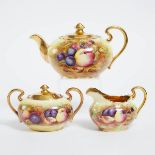 Aynsley 'Orchard Gold' Tea Service, D. Jones and N. Brunt, 20th century, teapot height 4.9 in — 12.5