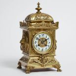 French Brass Renaissance Revival Table Clock, Japy Frères, Paris, 19th century, height 13.5 in — 34.