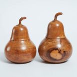 Graduated Pair of Pearwood Pear Form Caddies, mid 20th century, height 8.75 in — 22.2 cm