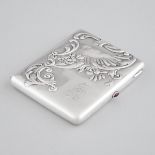 Russian Repoussé Silver Rectangular Cheroot Case, Moscow, c.1908-17, 4.7 x 3.9 in — 12 x 10 cm