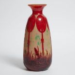 Le Verre Français Cameo Glass 'Coprins' Vase, c.1925, height 15 in — 38 cm