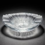 'Nancy', Lalique Moulded and Frosted Glass Oval Dish, post-1945, 2.8 x 8.4 x 7 in — 7 x 21.3 x 17.8