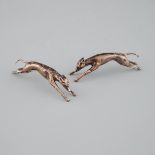 Pair of Silver Grehound Knife Rests, William Hutton & Sons, Sheffield, 1928, length 3.5 in — 9 cm (2