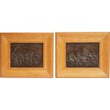 Pair of Bronze Relief Plaques Depicting Continental Tavern Scenes, early 20th century, each panel 5.