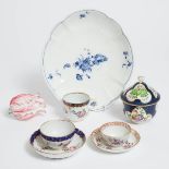 Group of English and Continental Porcelain, 18th/19th century, tulip box length 4.1 in — 10.5 cm; di