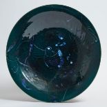 Kayo O'Young (Canadian, b.1950), Blue, Cream and Green Glazed Large Shallow Bowl, 1993, diameter 20.