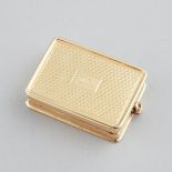 William IV Yellow Gold Rectangular Vinaigrette, Nathaniel Mills, Birmingham, 1835, length 1.5 in — 3