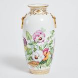 Minton Pansies Two-Handled Vase, possibly Jesse Smith, c.1860, height 9.2 in — 23.4 cm; height 9.2