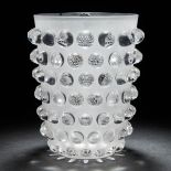 'Mossi', Lalique Moulded and Partly Frosted Glass Vase, post-1945, height 8.1 in — 20.6 cm