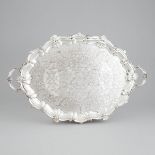 Edwardian Silver Two-Handled Oval Serving Tray, Elkington & Co., Birmingham, 1907, length 26.8 in —