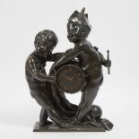 Large French Bronze Figural Clock, 19th/early 20th century, 29.5 x 22 x 8 in — 74.9 x 55.9 x 20.3 cm