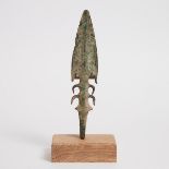 A Bronze Indus Valley Anthropomorphic Harpoon, Uttar Pradesh, Circa 1500-1000 BC, harpoon height 12.