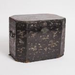 A Mother-of-Pearl Inlaid Lacquer Chest, 嵌母贝小柜, 11 x 14.6 x 10.2 in — 28 x 37 x 26 cm