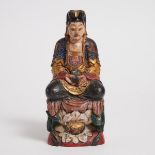 A Vietnamese Polychrome Wood Figure of Buddha, 19th Century, height 10.2 in — 26 cm