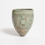 A White Slip Inlaid Stirrup Cup, Goryeo Dynasty, 12th-13th Century, height 3.2 in — 8.1 cm