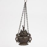 A Bronze Hanging Incense Burner, Nepal, 18th Century, censer height 8.4 in — 21.3 cm