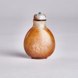 A White and Russet Jade Snuff Bottle, 18th Century, 清中期 白玉带皮烟壶, height 2.5 in — 6.4 cm