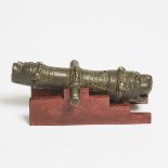 A Small Indian Bronze Model of the Tipu Sultan's Cannon, 19th Century, length 5.5 in — 14 cm