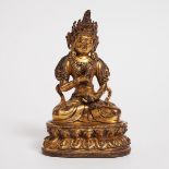 A Gilt Bronze Figure of Vajrasattva, Ming Dynasty (1368-1644), 明 铜鎏金金刚萨埵像, height 8.4 in — 21.4 cm