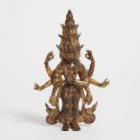 A Gilt Bronze Figure of Eleven-Headed Avalokiteshvara, Tibet, 19th Century, 十九世纪 西藏 铜鎏金八臂十一面观音立像, he