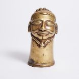 A Indian Bronze Linga Cover in the Form of a Head, Maharashtra, 18th/19th Century, height 5.3 in — 1