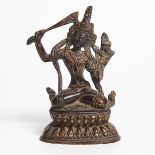 A Bronze Figure of a Seated Manjushri, 铜文殊菩萨像, height 5.3 in — 13.5 cm