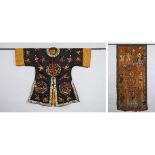 An Embroidered Silk 'Eight Immortals' Panel, Together With an Embroidered Silk Jacket, Qing Dynasty,