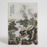 After Zhang Zhitang (1893-1971), An Enameled 'Landscape' Porcelain Panel, 张志汤(1893-1971)款 山水瓷板, 14.2