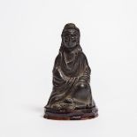 A Bronze Figure of Seated Guanyin, 19th Century, 十九世纪 铜观音坐像, height 3.5 in — 8.9 cm