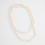 Single Strand Cultured Pearl Necklace, (8.60mm to 9.50mm) disassembling to 3 shorter strands; 18"; 1